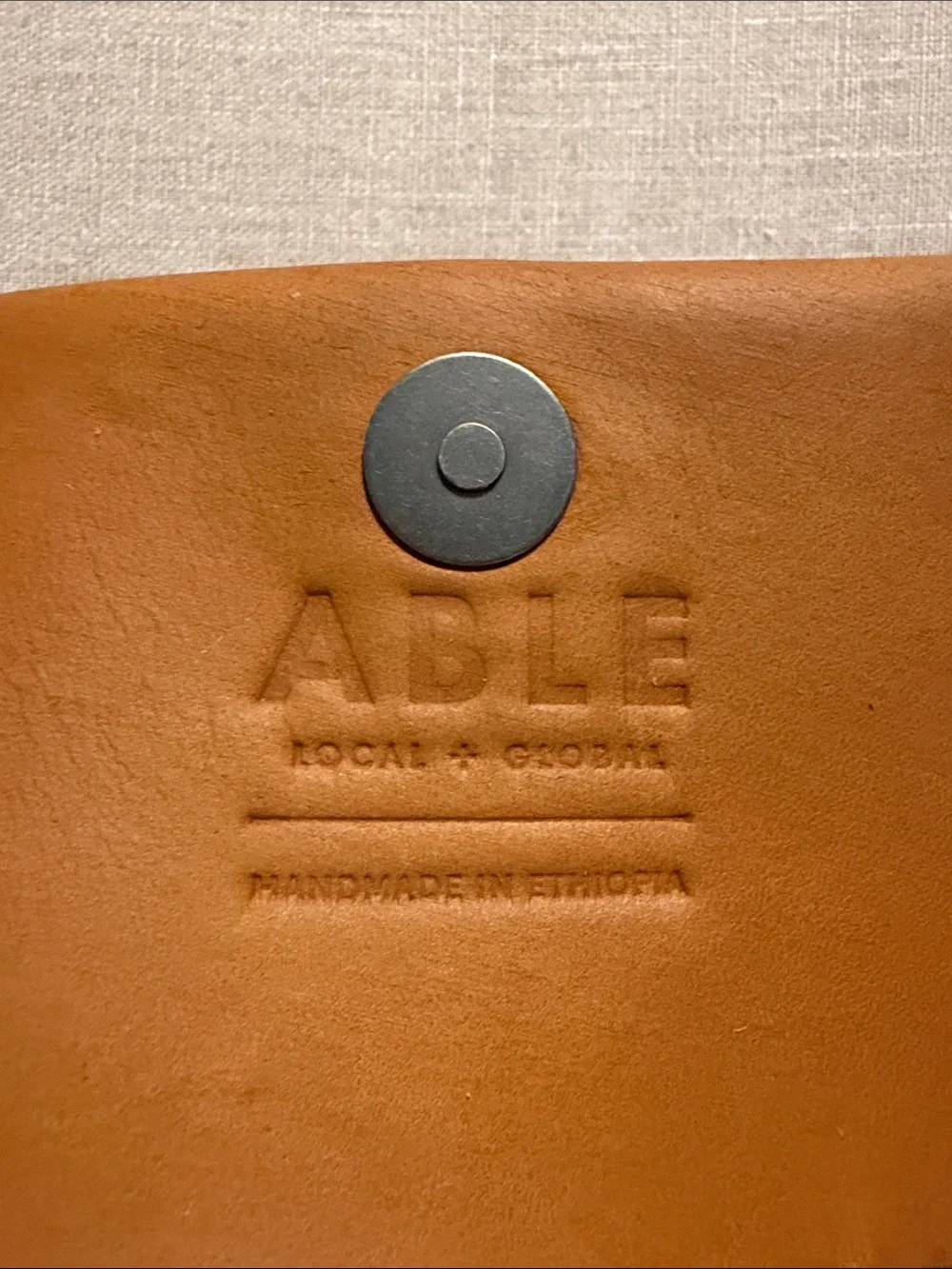 ABLE Handmade “Debre” Large Trifold Leather Wallet in Signature Cognac